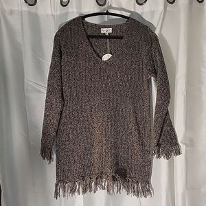 * NADO fringed knit long sleeve sweater